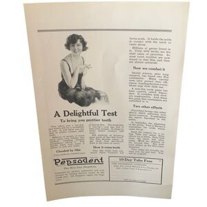 Vintage 1922 Pepsodent A Delightful Test Ad Advertisement